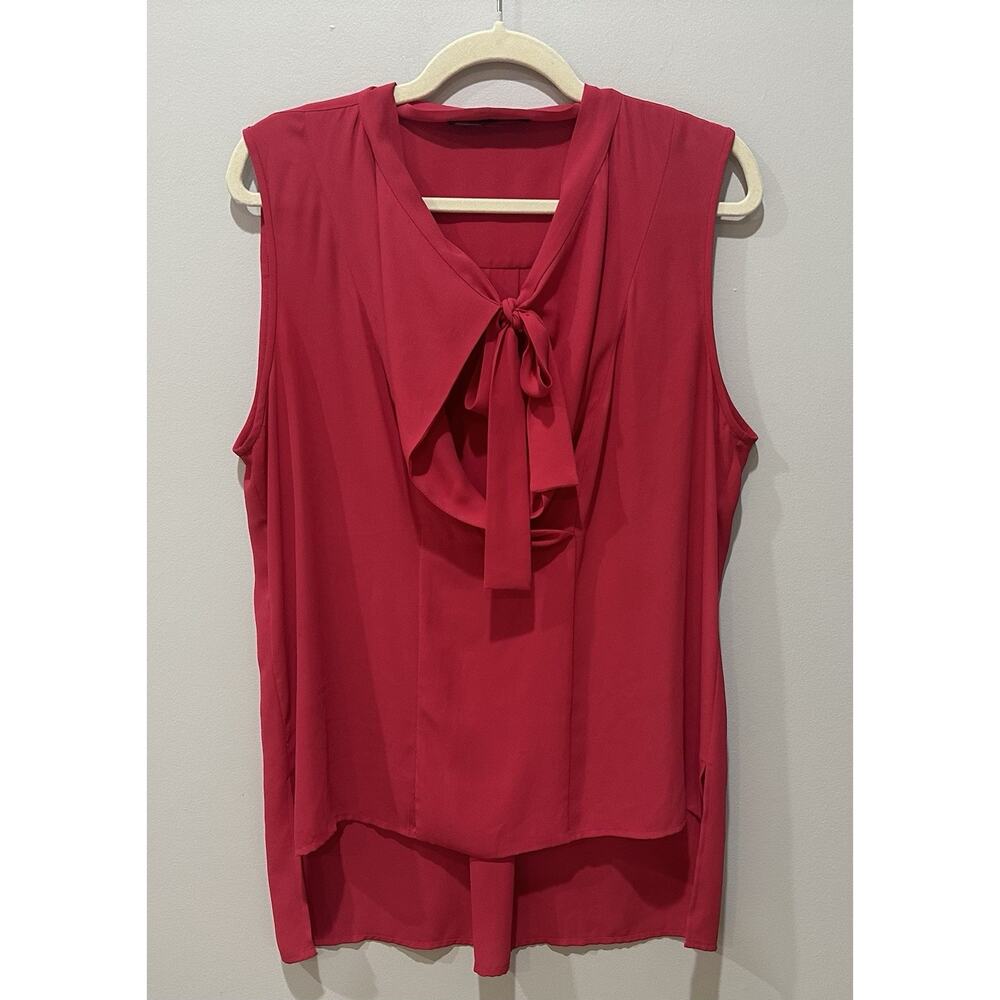 BCBG maxazaria Red Sleeveless‎ tie blouse Shirt Womens Large